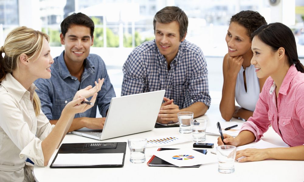 Mixed group in business meeting