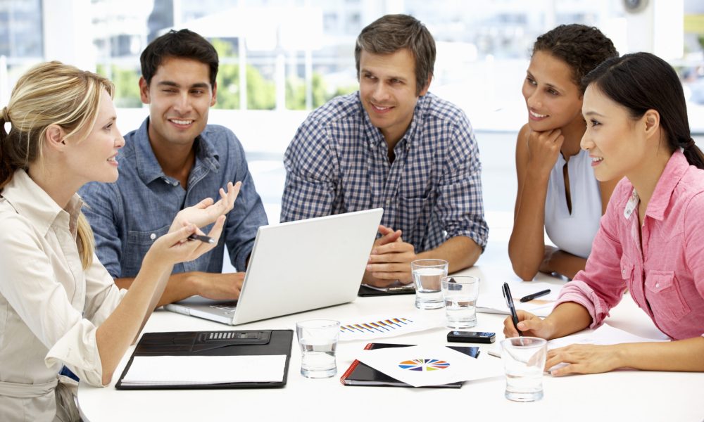 Mixed group in business meeting